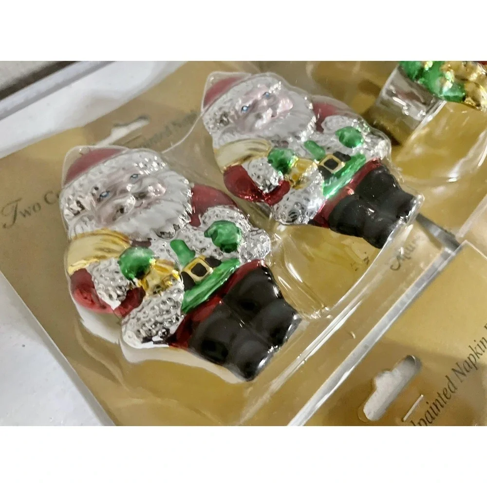 12 Ceramic Handpainted Napkin Rings ~Santa Claus ~ By Allure‎ 6 Pks Of 2